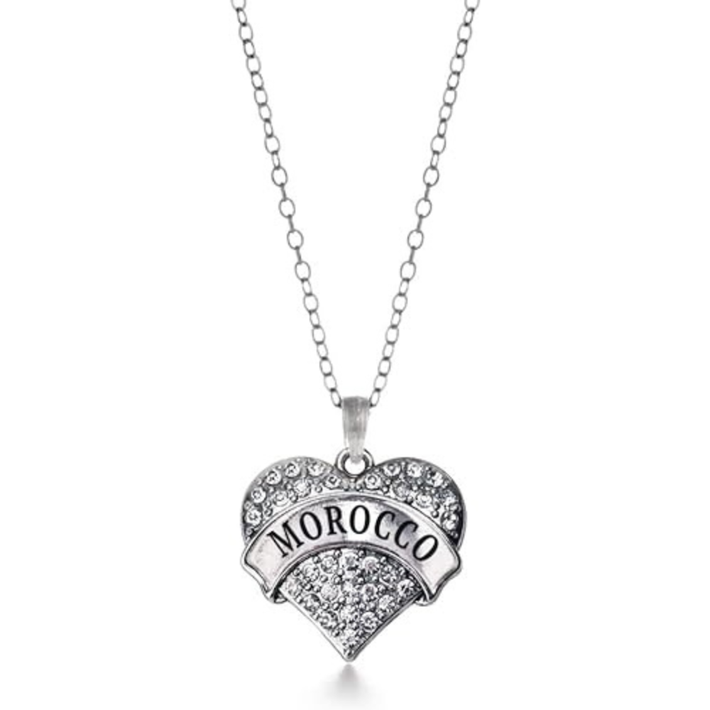 18 Inch Silver Necklace Heart Charm with Zirconia Jewelry