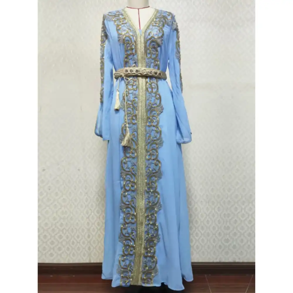 Moroccan Party Kaftan for Women Embroidery Jalabiya Dresses