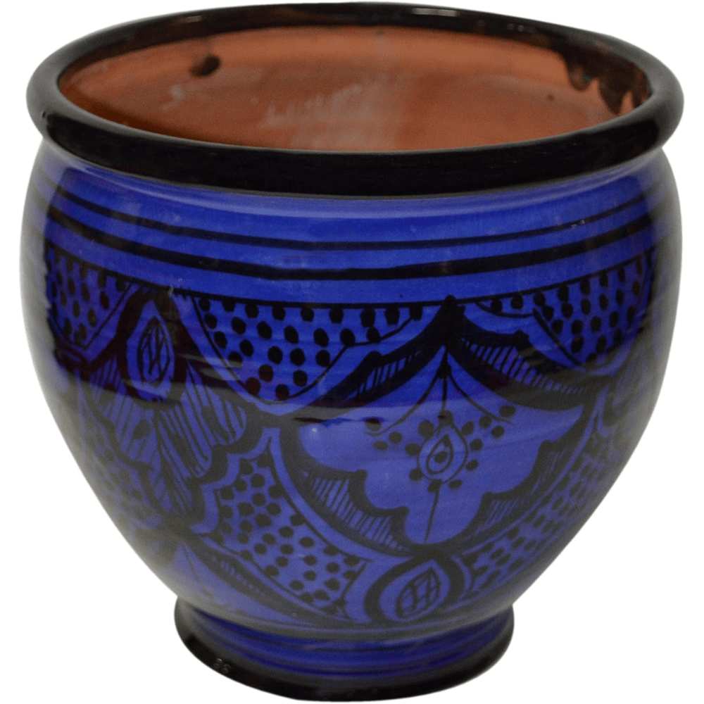 8" Handmade Moroccan Ceramic Planter Glazed Pot - Drainage