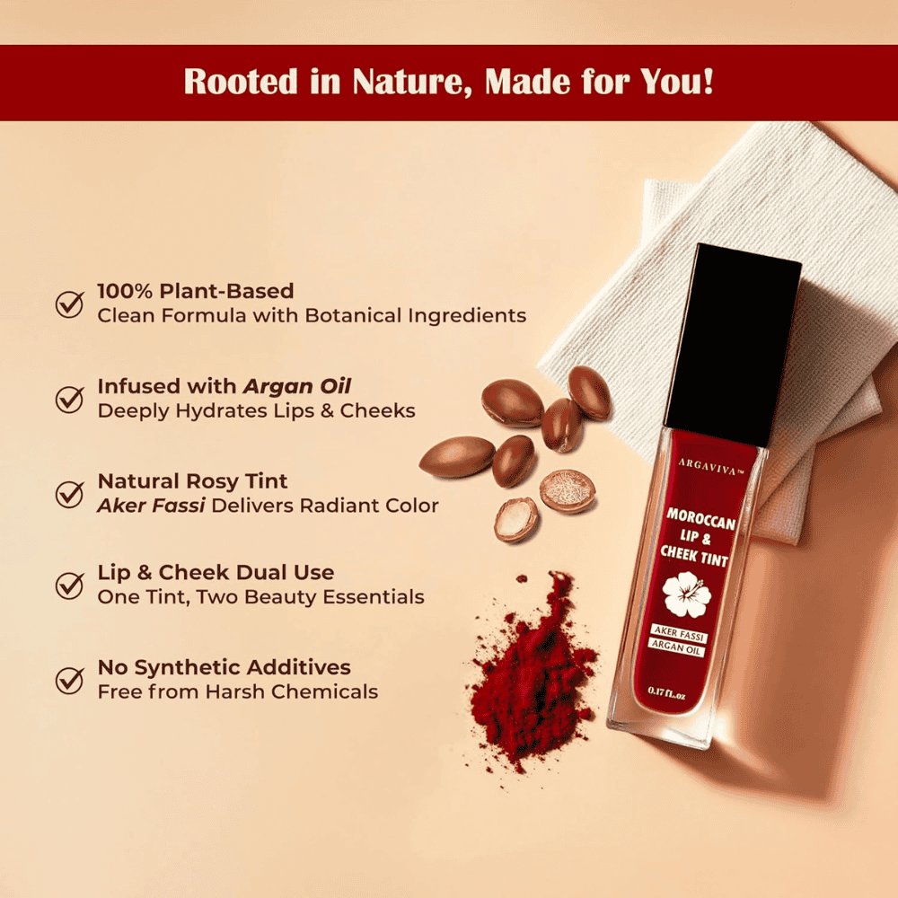 Aker Fassi Lip Stain & Cheek Tint with Argan Oil, Long Wear - Image 2