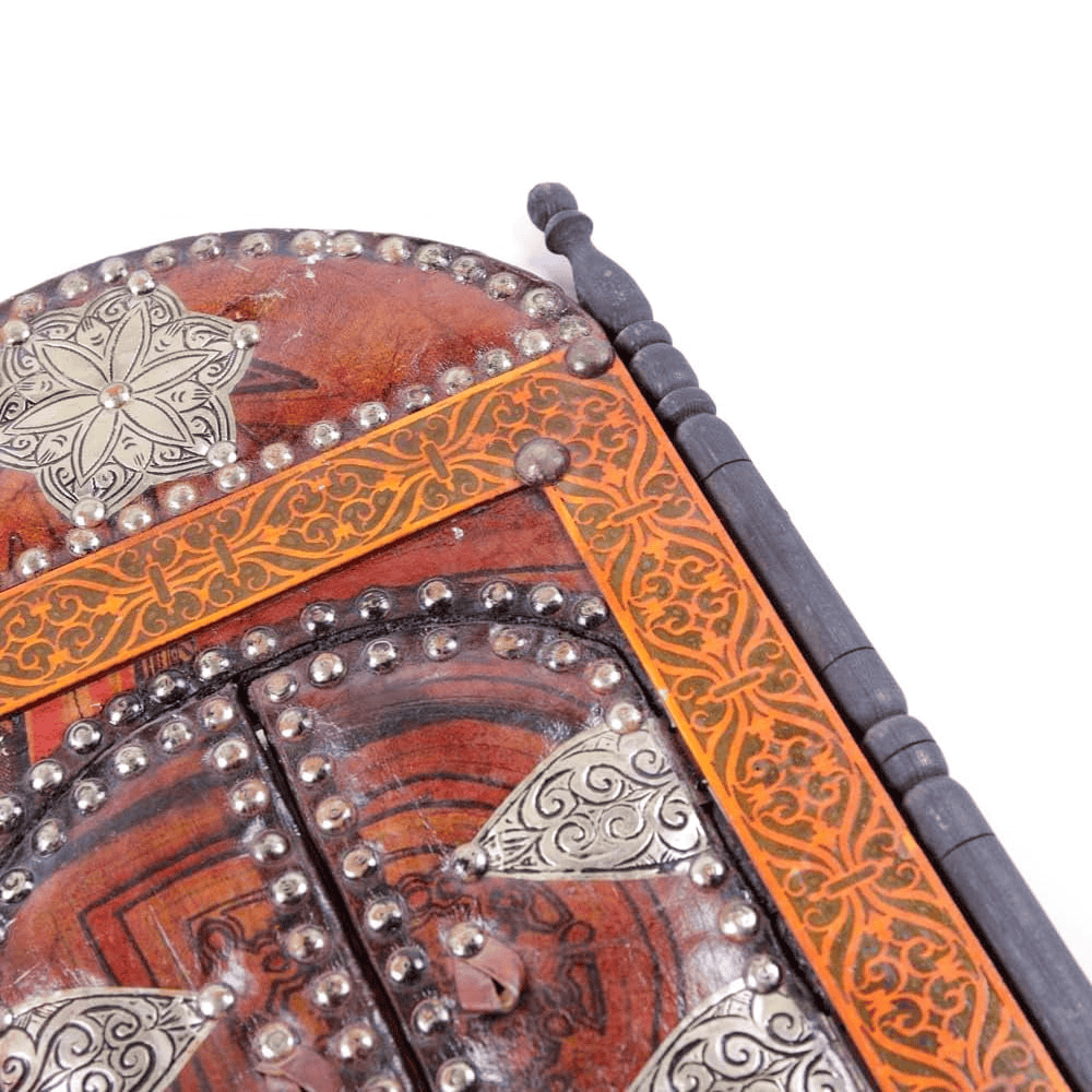 Handmade Moroccan Leather Mirror | Rustic Arched Wall Decor - Image 2