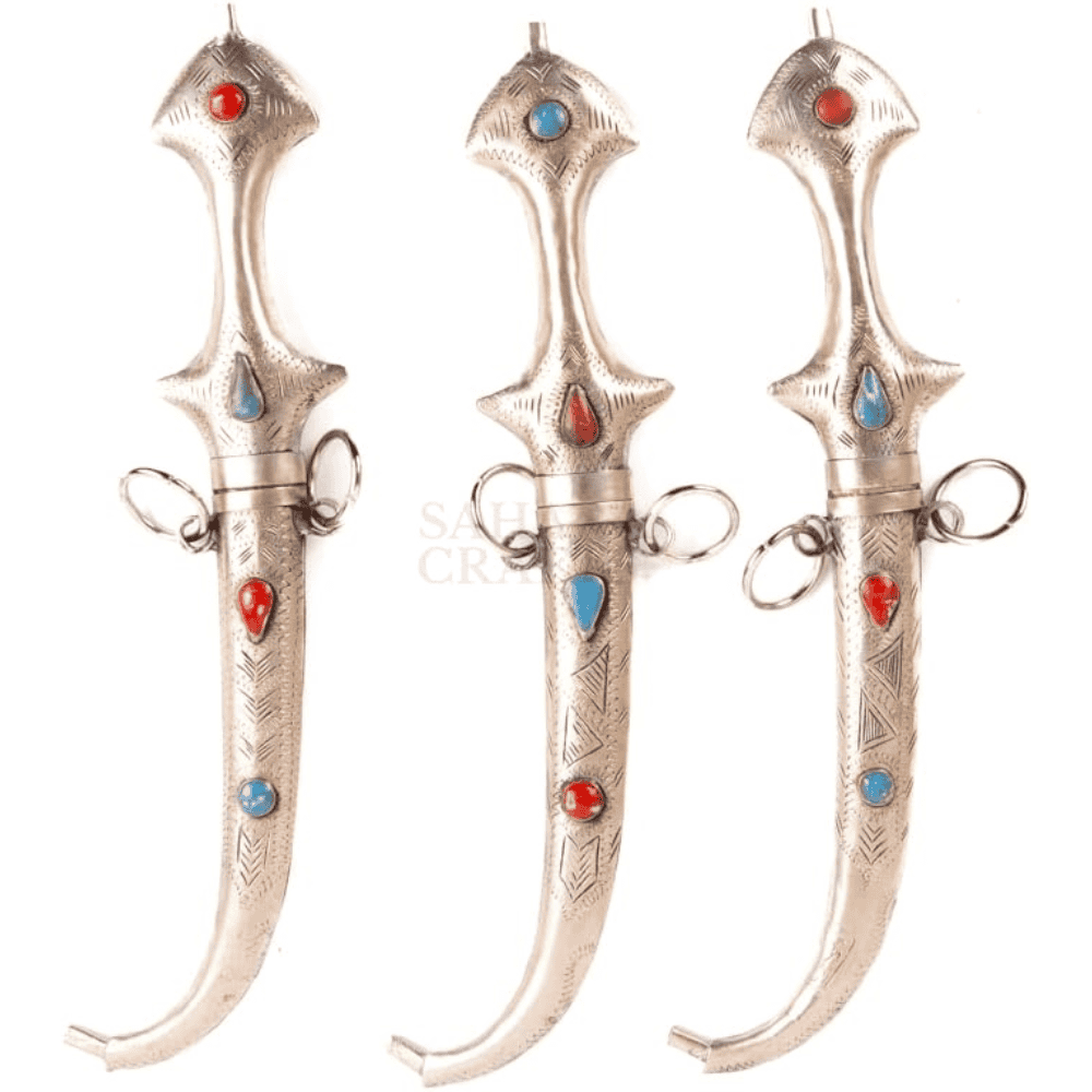 Set of 3 Moroccan Khanjar Handmade Stainless Steel Daggers