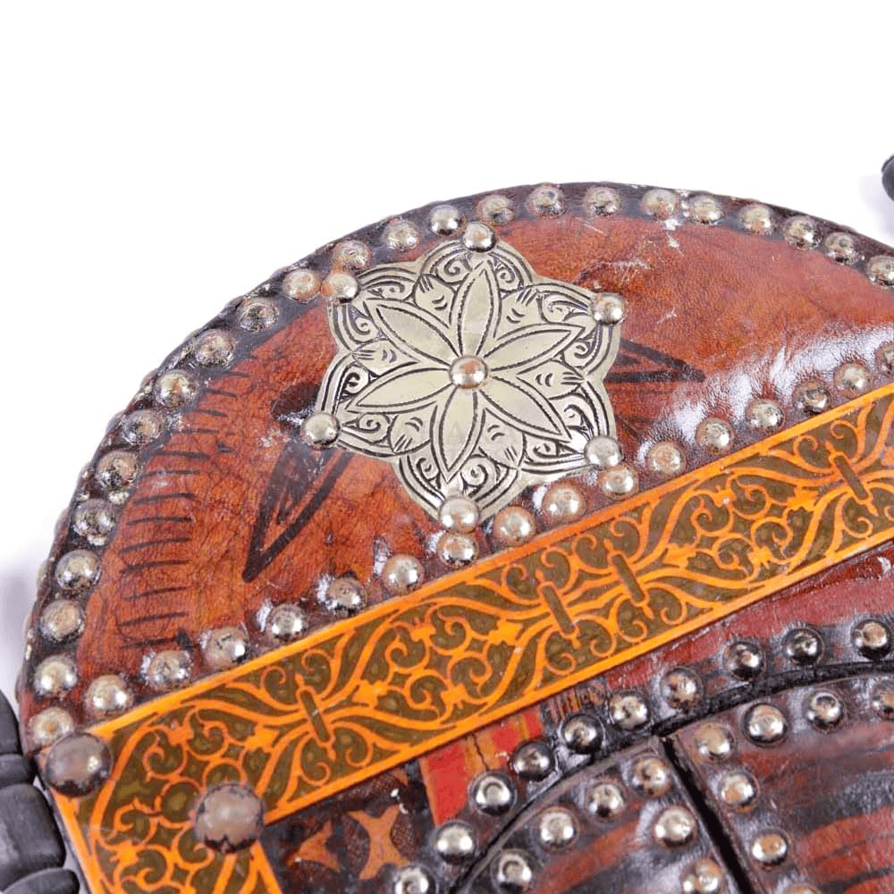 Handmade Moroccan Leather Mirror | Rustic Arched Wall Decor - Image 6