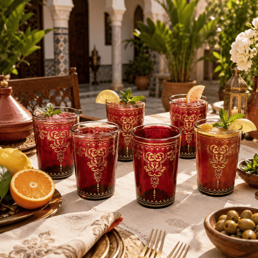 Moroccan Handmade Glasses Set | 170ml Hand-Blown Tea Glasses - Image 2
