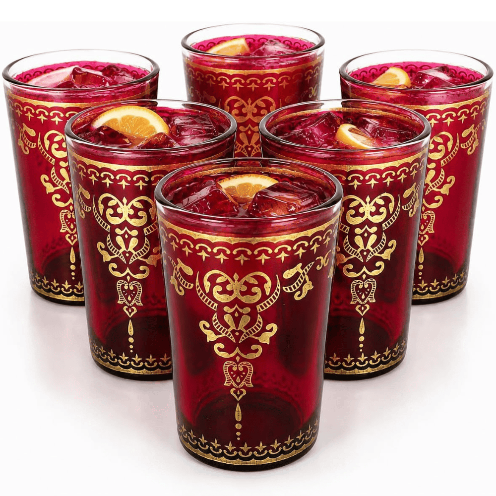 Moroccan Handmade Glasses Set | 170ml Hand-Blown Tea Glasses