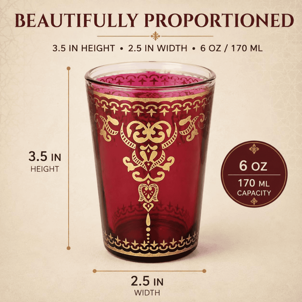 Moroccan Handmade Glasses Set | 170ml Hand-Blown Tea Glasses - Image 3