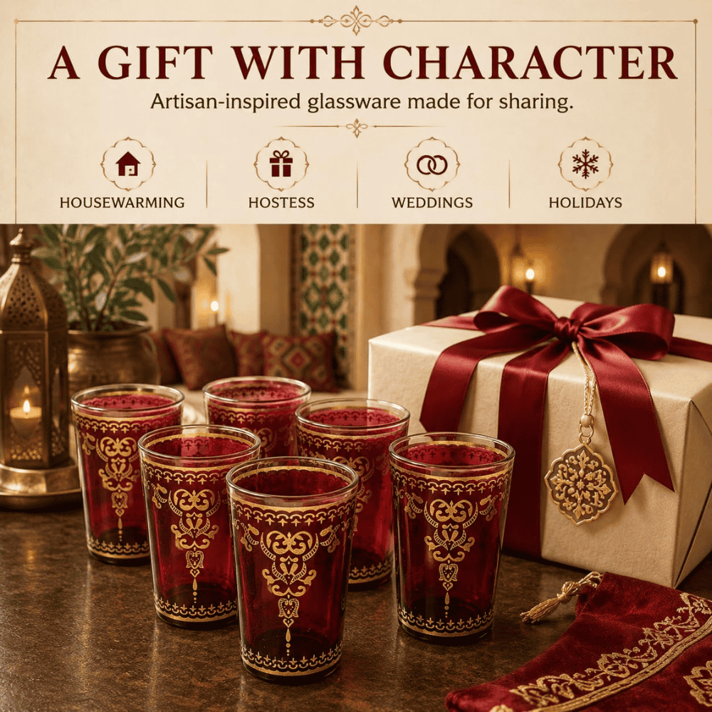 Moroccan Handmade Glasses Set | 170ml Hand-Blown Tea Glasses - Image 4