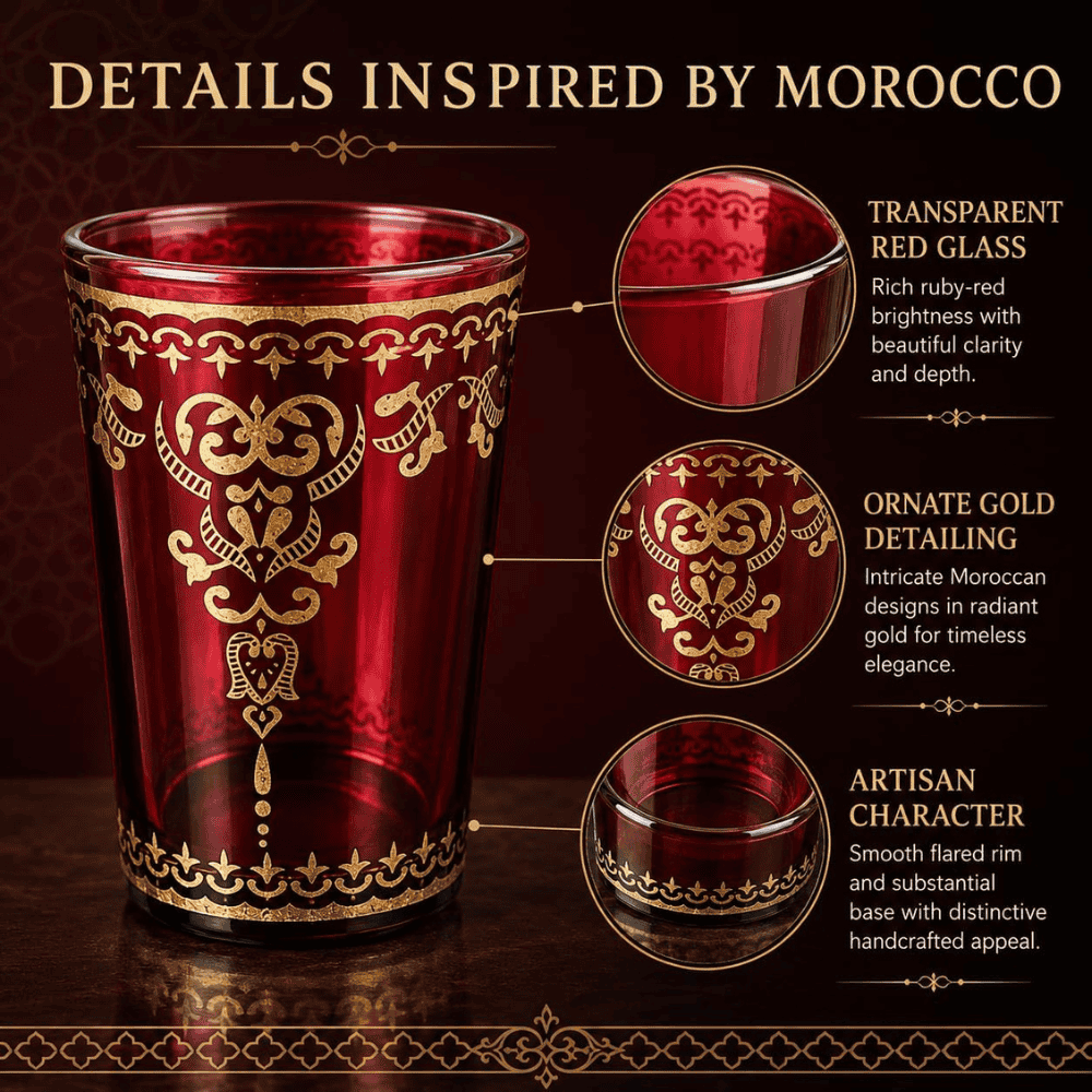 Moroccan Handmade Glasses Set | 170ml Hand-Blown Tea Glasses - Image 5