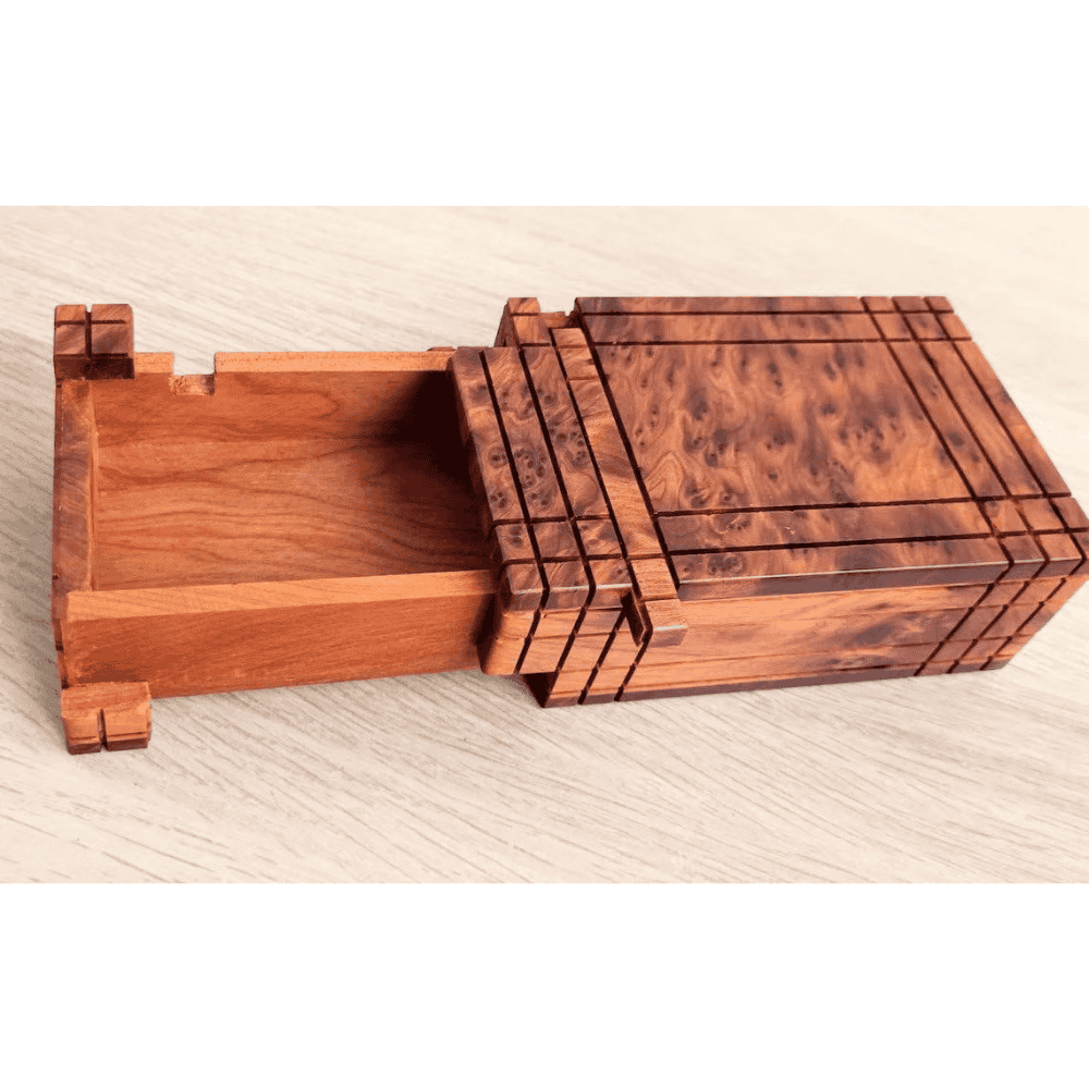 Moroccan Thuya Wood Puzzle Box - Hidden Secret Compartment - Image 2