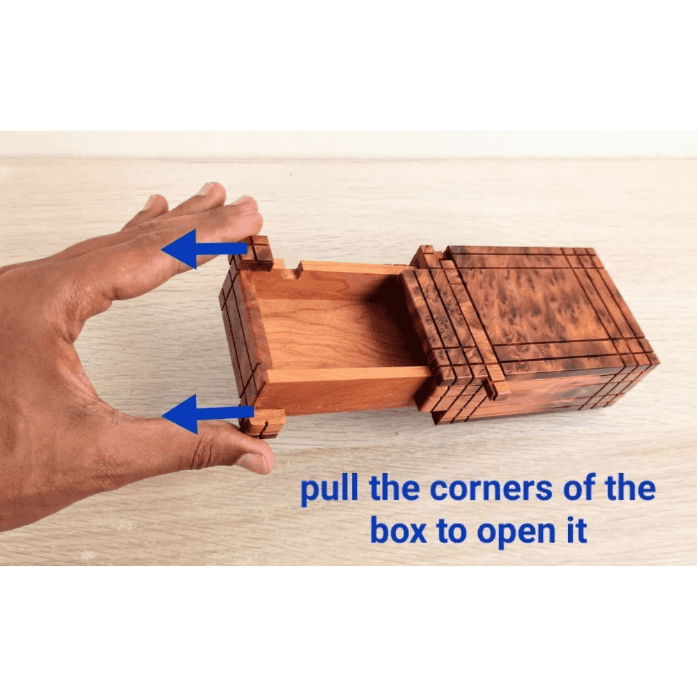 Moroccan Thuya Wood Puzzle Box - Hidden Secret Compartment - Image 5