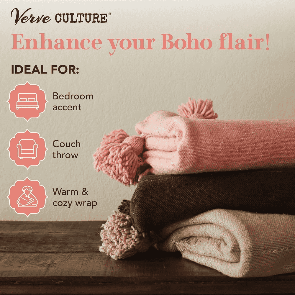 Moroccan Cotton Throw Blanket with Tassels for Boho Décor - Image 3