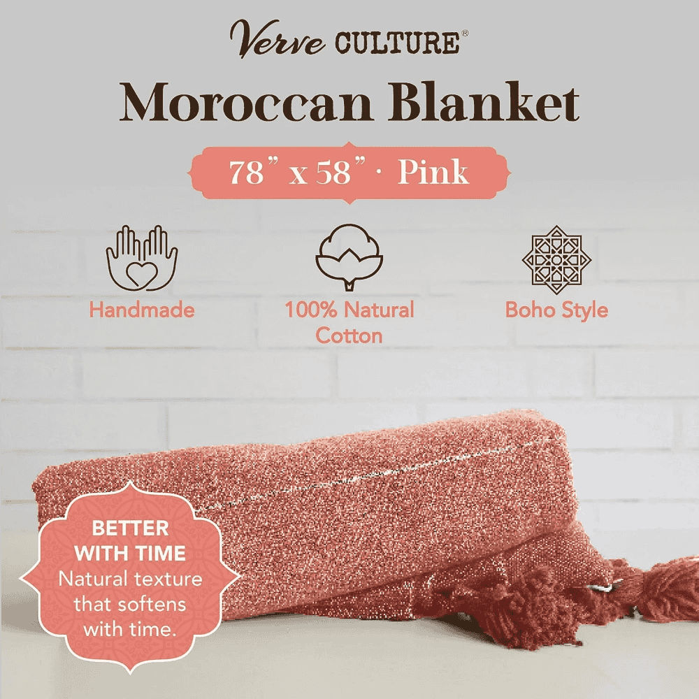 Moroccan Cotton Throw Blanket with Tassels for Boho Décor - Image 6