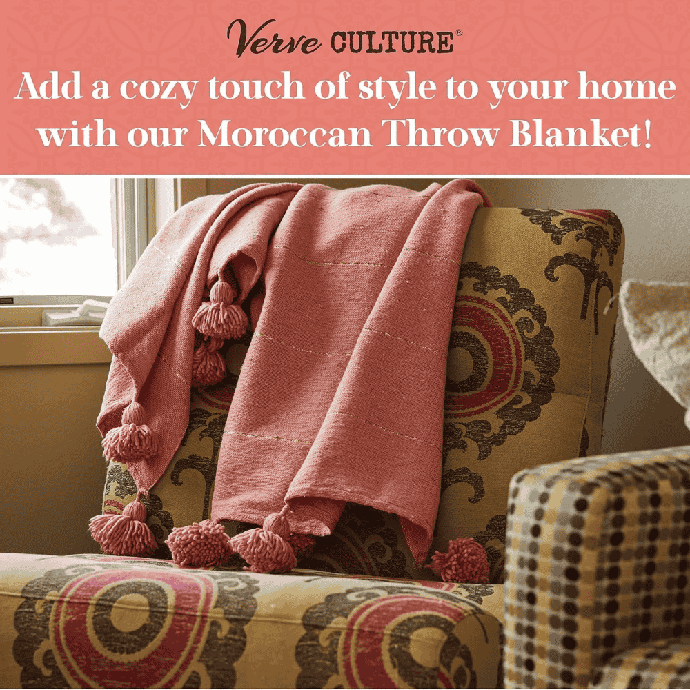 Moroccan Cotton Throw Blanket with Tassels for Boho Décor - Image 9
