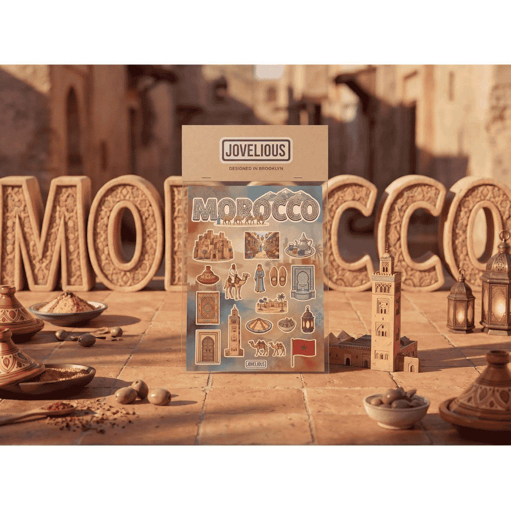 Morocco Sticker Sheet: Matte Vinyl Travel Decals & Souvenirs