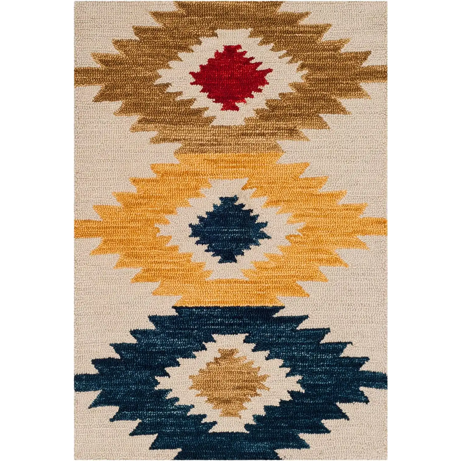 2x3 Handmade Moroccan Boho Tribal Rug, Wool Accent Rug