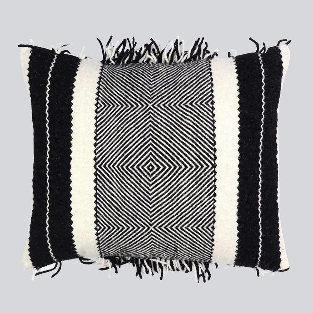 24x26 Black Shadoui Moroccan Wool Throw Pillow - Bohemian - Image 3