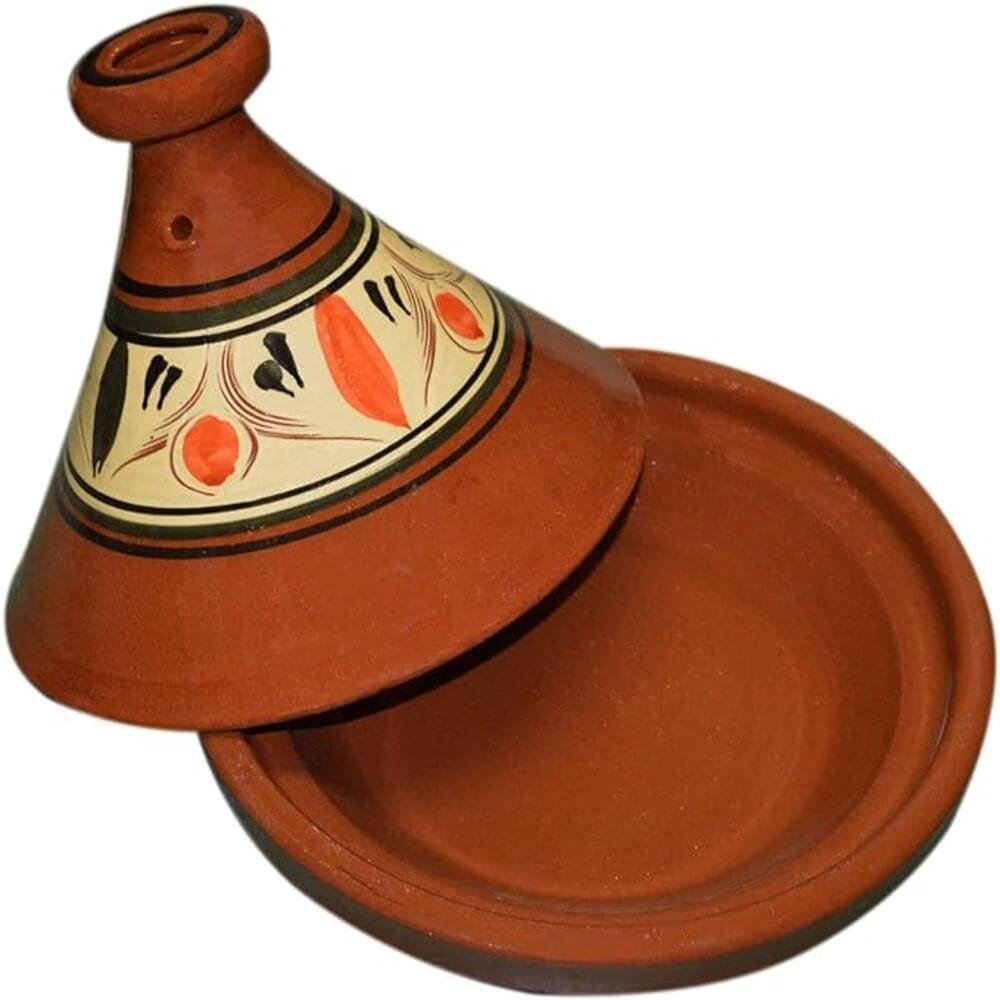 Red Moroccan Clay Round Tagine Medium Lead Free Handmade