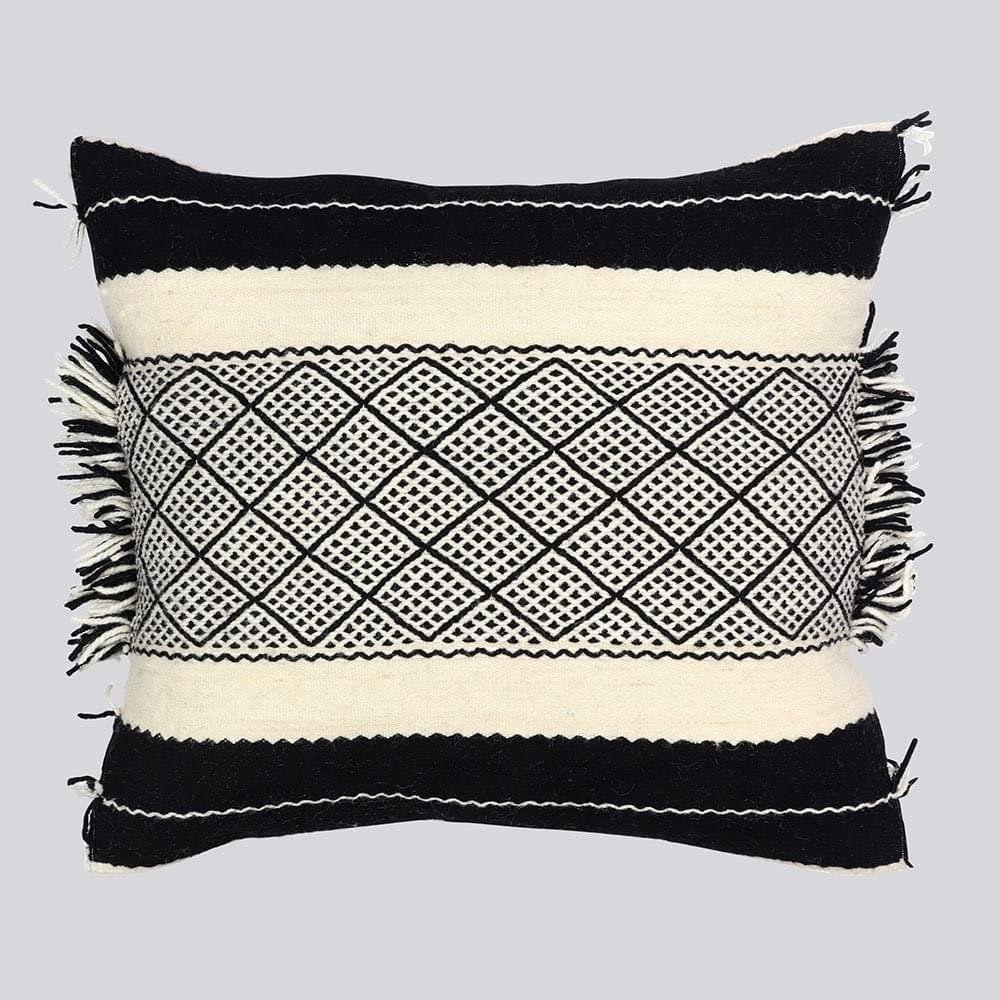 24x26 Black Shadoui Moroccan Wool Throw Pillow - Bohemian - Image 2