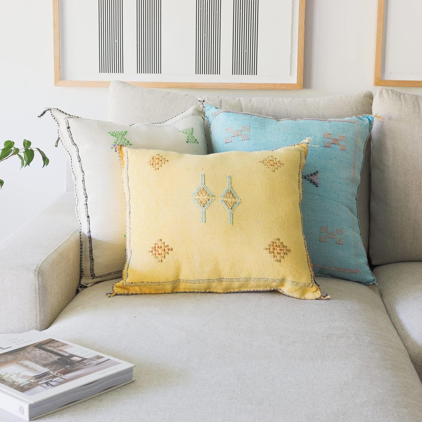 20x20 Moroccan Cactus silk pillow, Sabra, Berber cushion. - Image 6