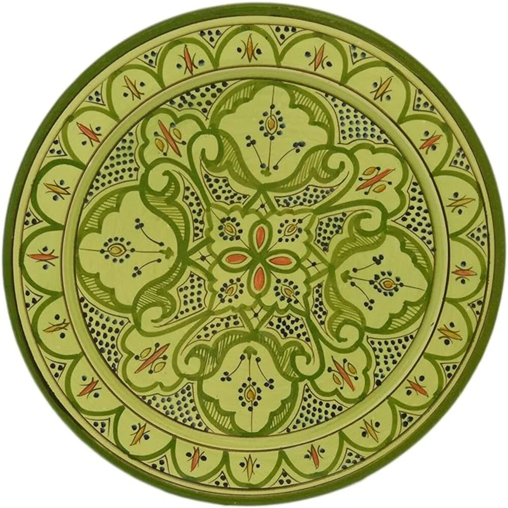 14" Clay Plates Moroccan Handmade Serving Wall Hanging Decor