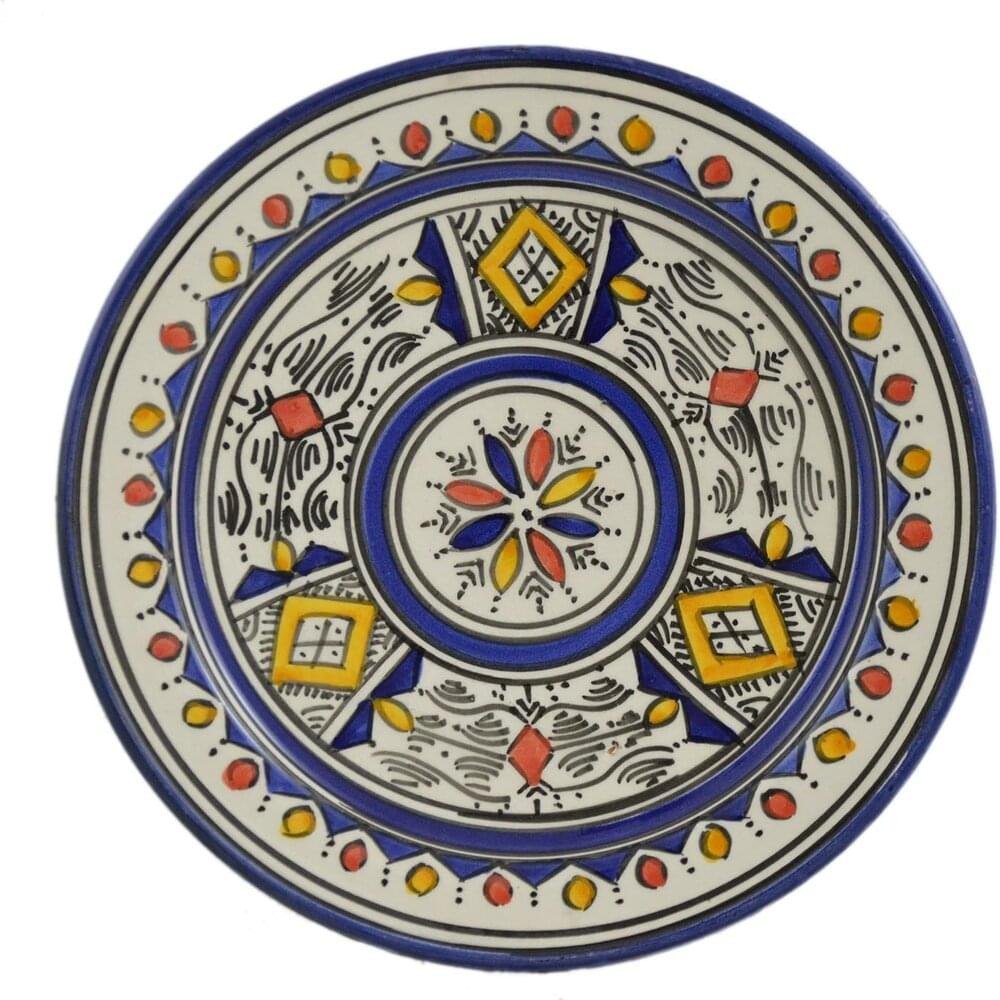 14" Clay Multicolor Plates Moroccan Handmade Wall Hanging