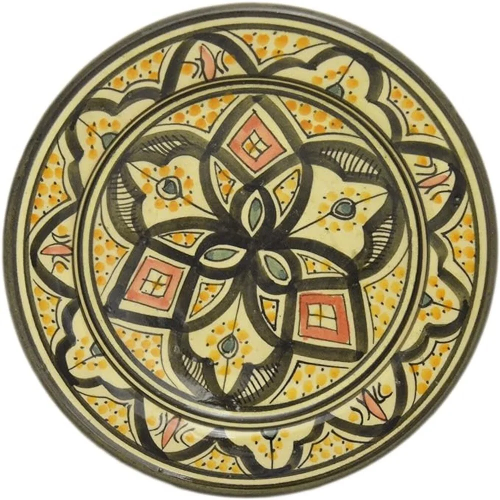 8" Round Moroccan Handmade Multicolor Ceramic Plates
