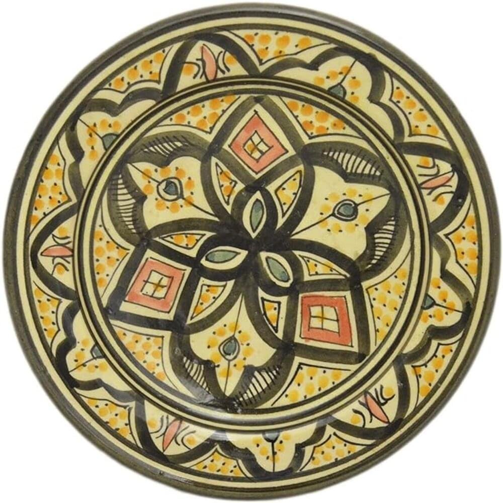 8" Round Moroccan Handmade Multicolor Ceramic Plates