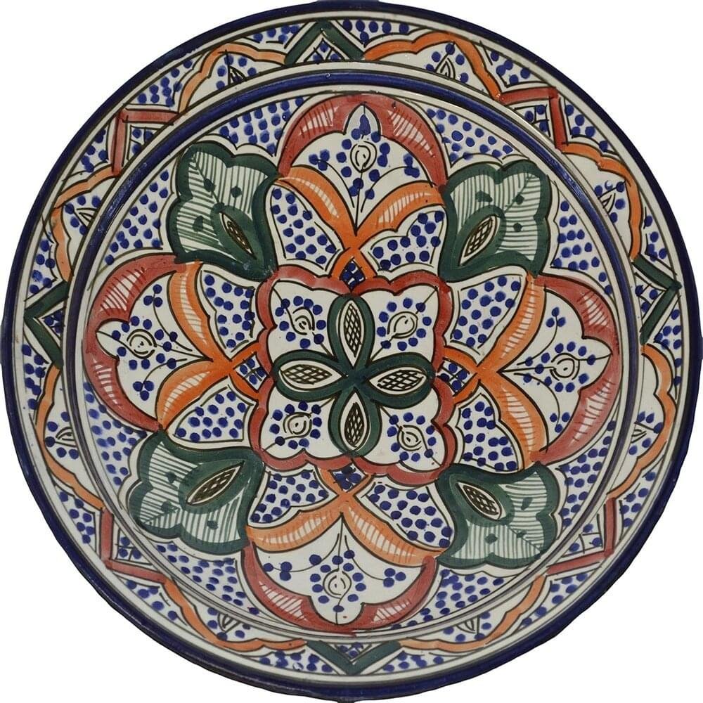 14" Ceramic Plates Moroccan Handmade Serving Wall Hanging