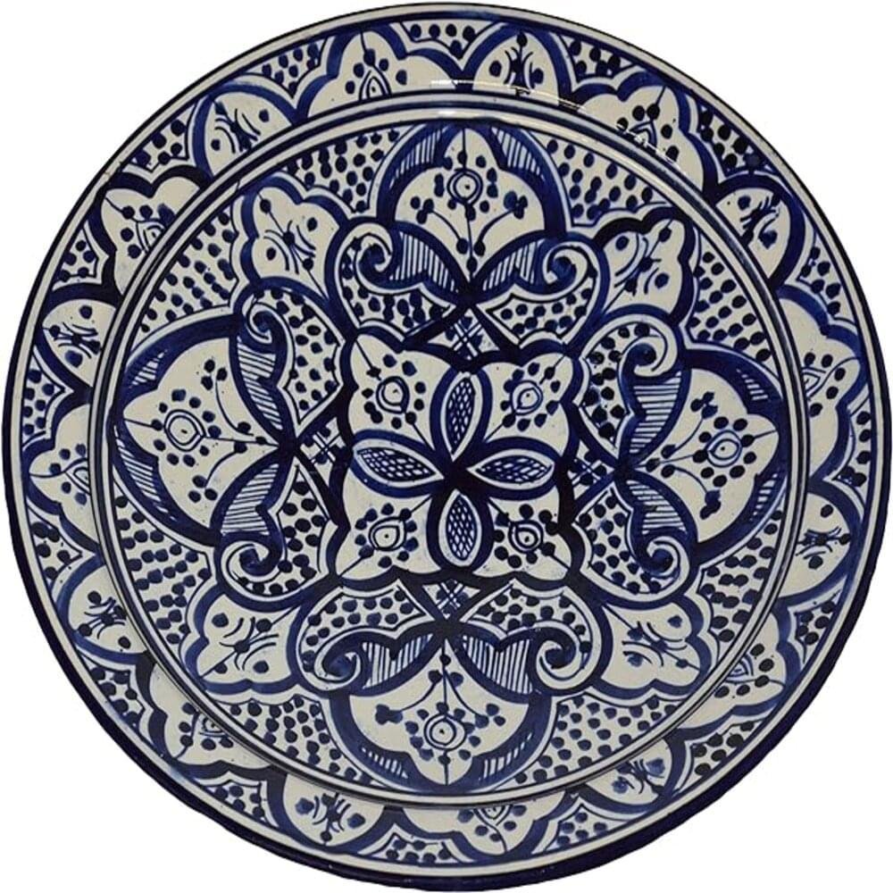 14" Moroccan Clay Plate Handmade Serving Plate - Dishwasher