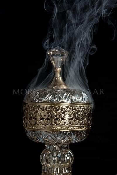 Handcrafted Moroccan Crystal & Copper Incense Burner Set - Image 5