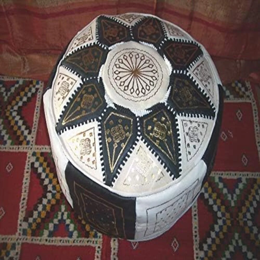 Moroccan Pouf Footrest Hassock Handmade Leather, Unstuffed