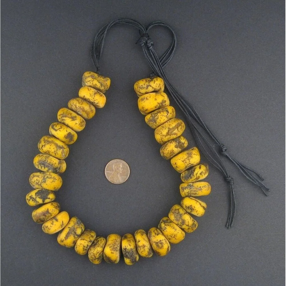 20 Inch Necklace Petite Beads Jaune Moroccan Amber Resin