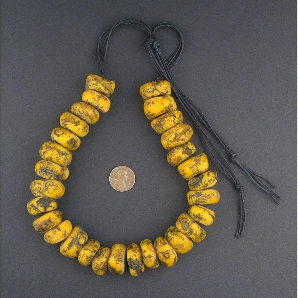 20 Inch Necklace Petite Beads Jaune Moroccan Amber Resin