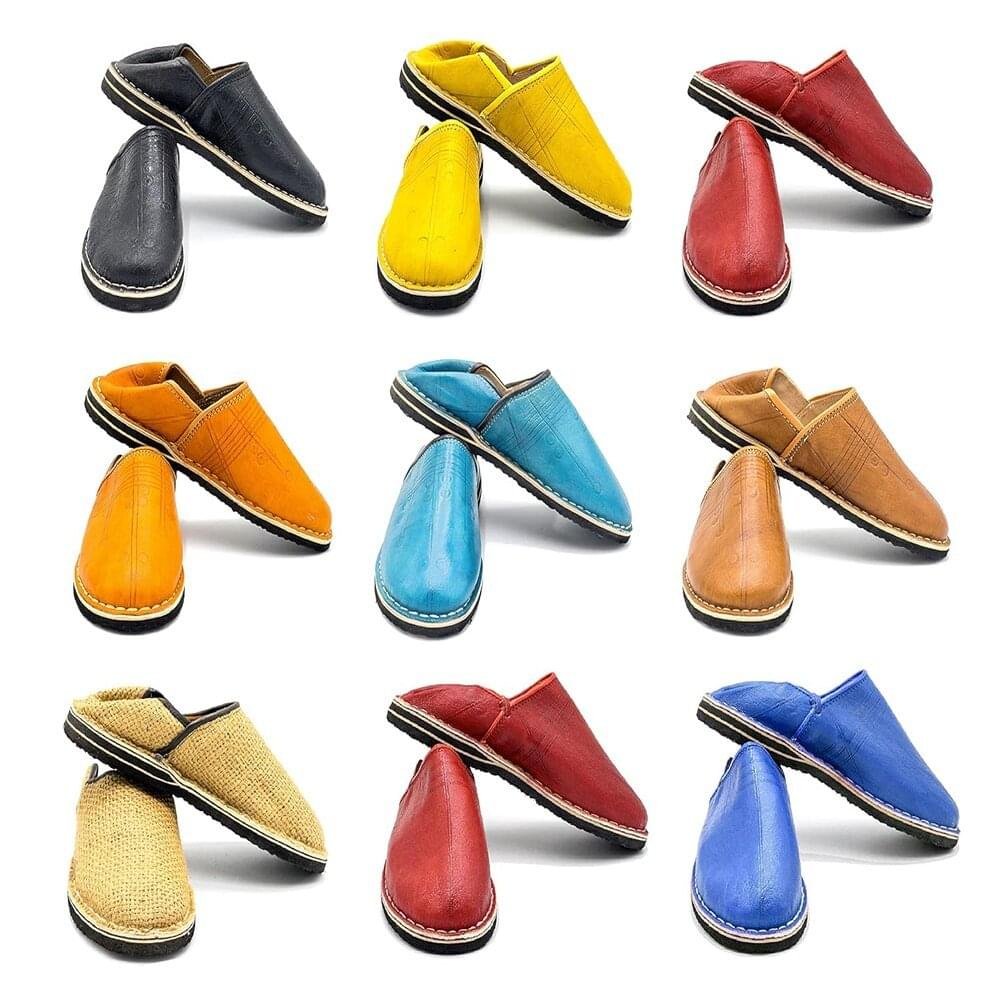 Moroccan Leather babouche, Unisex, Dyed With Natural Color