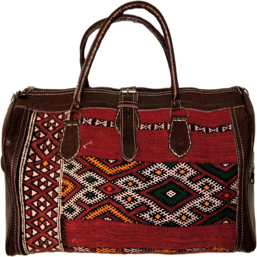 Moroccan Large Luggage Handmade Leather Duffle Bag - Unisex