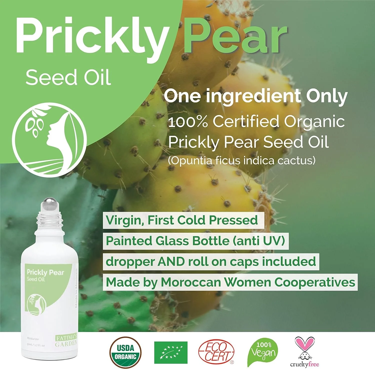 Moroccan Organic Prickly Pear Seed Oil Face,Hair Moisturizer