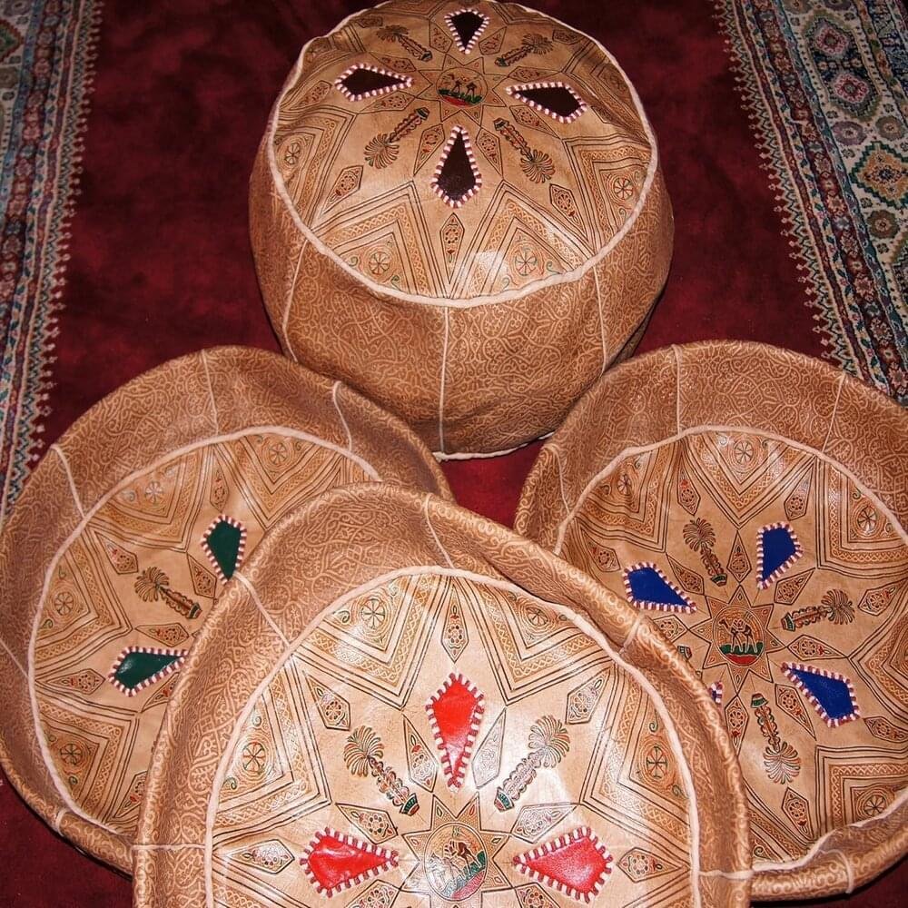Moroccan Round Poufs Handmade Leather Ottoman - Foot Stool - Image 2