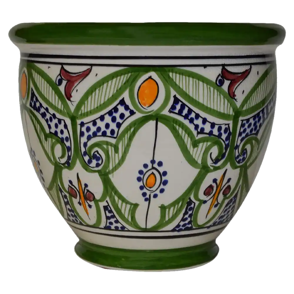 Flower Pot Moroccan, Ceramic Planter Handmade Multicolored