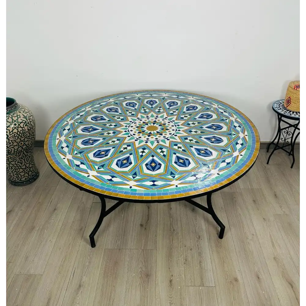 Moroccan Mosaic Table - Modern Famhouse Table for Yard Decor - Image 4