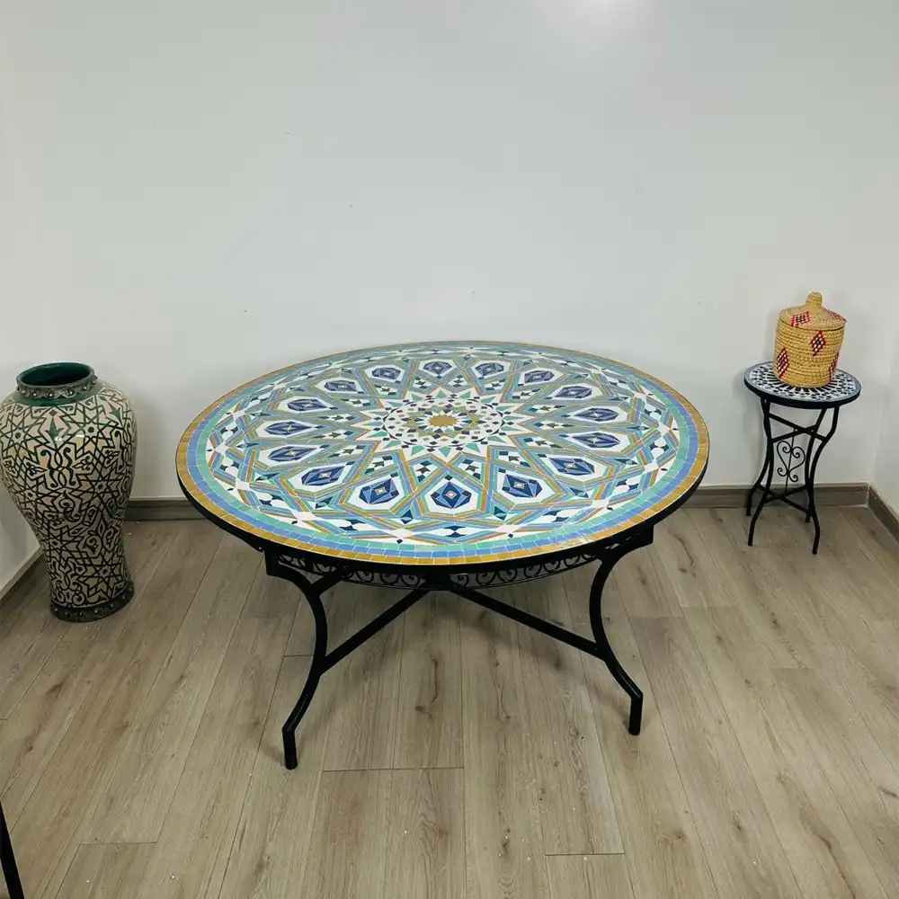 Moroccan Mosaic Table - Modern Famhouse Table for Yard Decor
