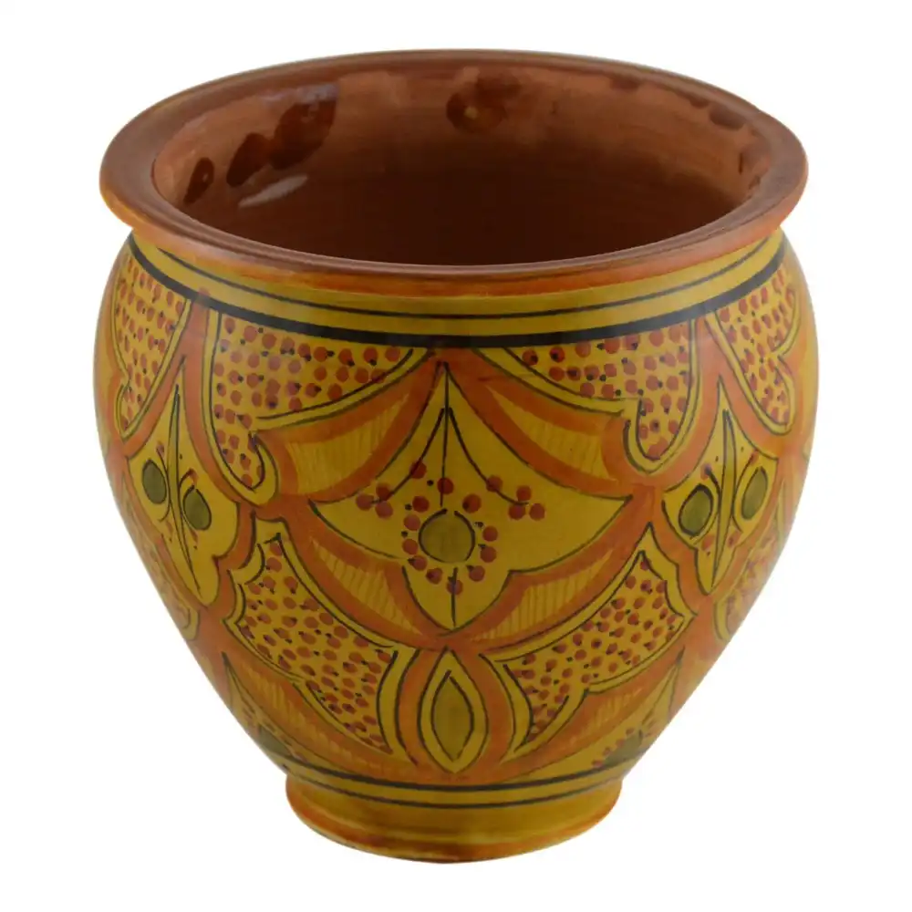 Yellow Handmade Ceramic Flower Pot Moroccan Indoor Outdoor