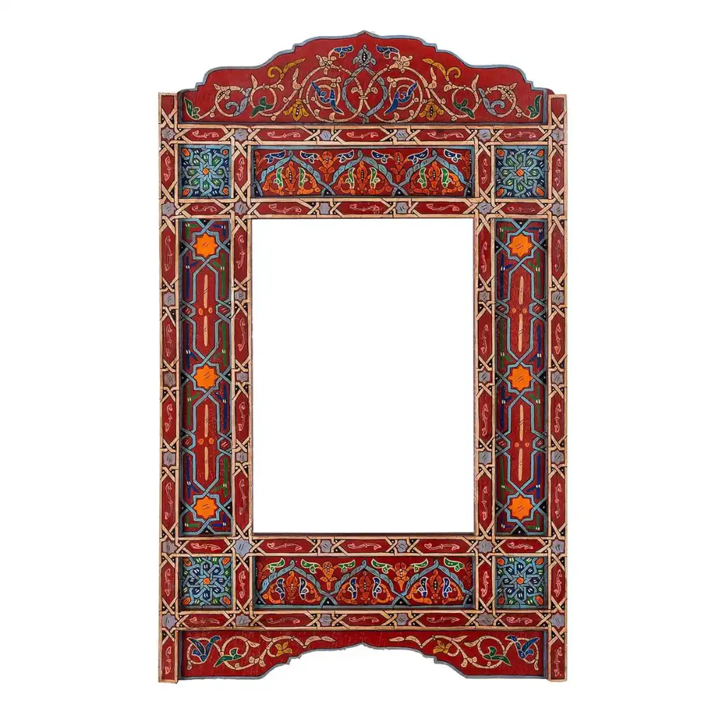 Moroccan Large wooden mirror frame, Rectangular Hanging Wall