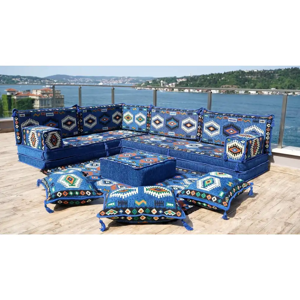 Moroccan Handmade L Shaped Sofas Durable Fabric Floor Sofa