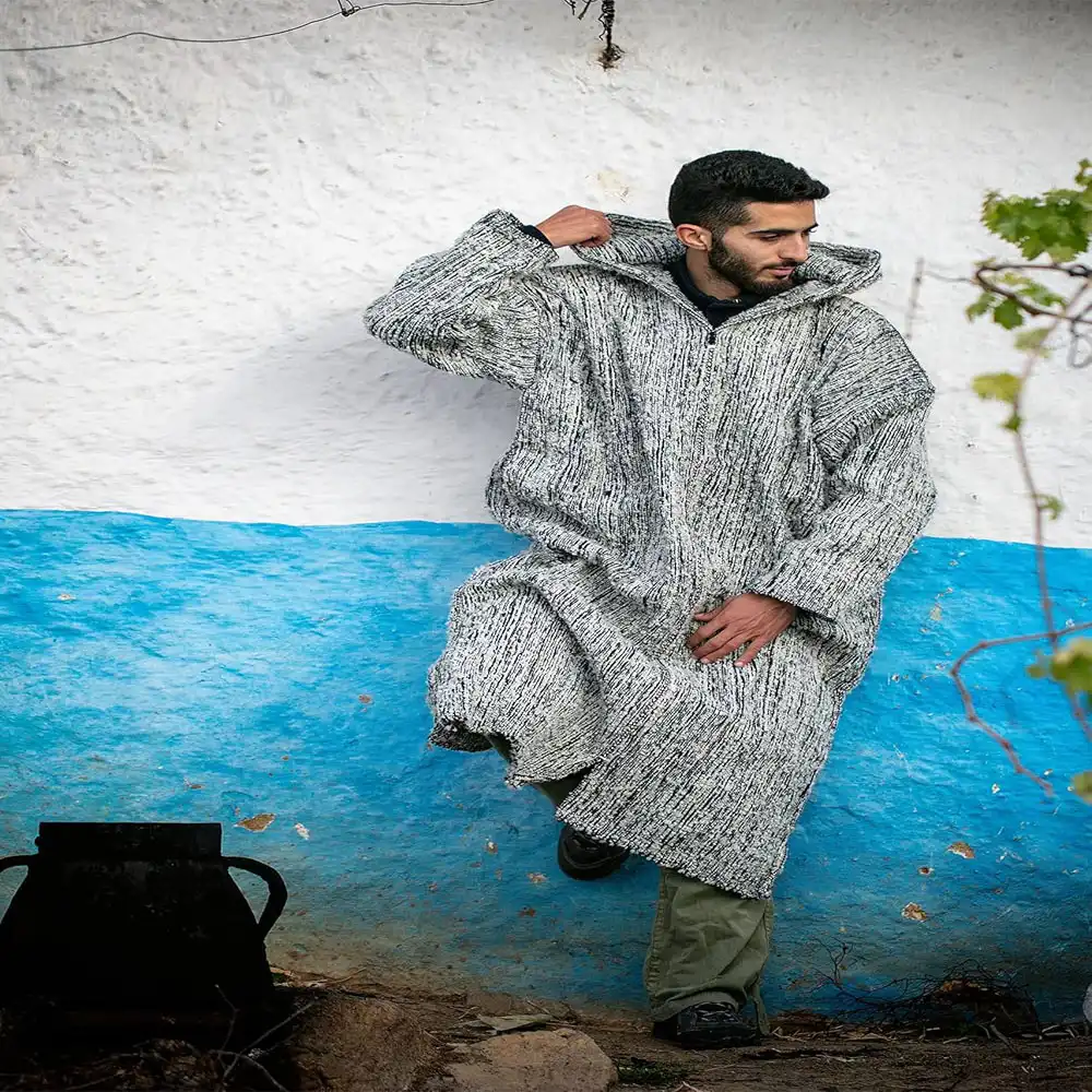 Handmade Striped Djellaba - Warm Wool Moroccan Winter Robe
