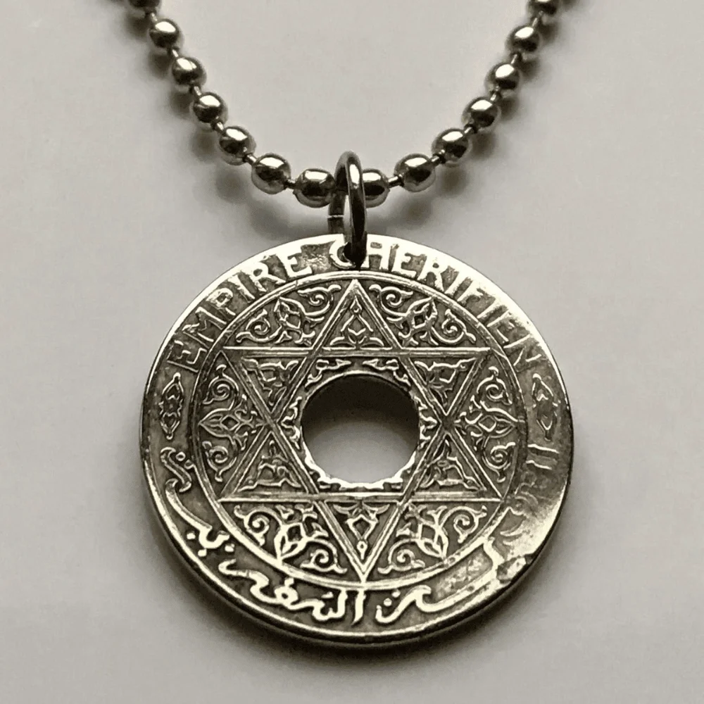 1921 Morocco Coin Pendant - Unique Historical Jewelry