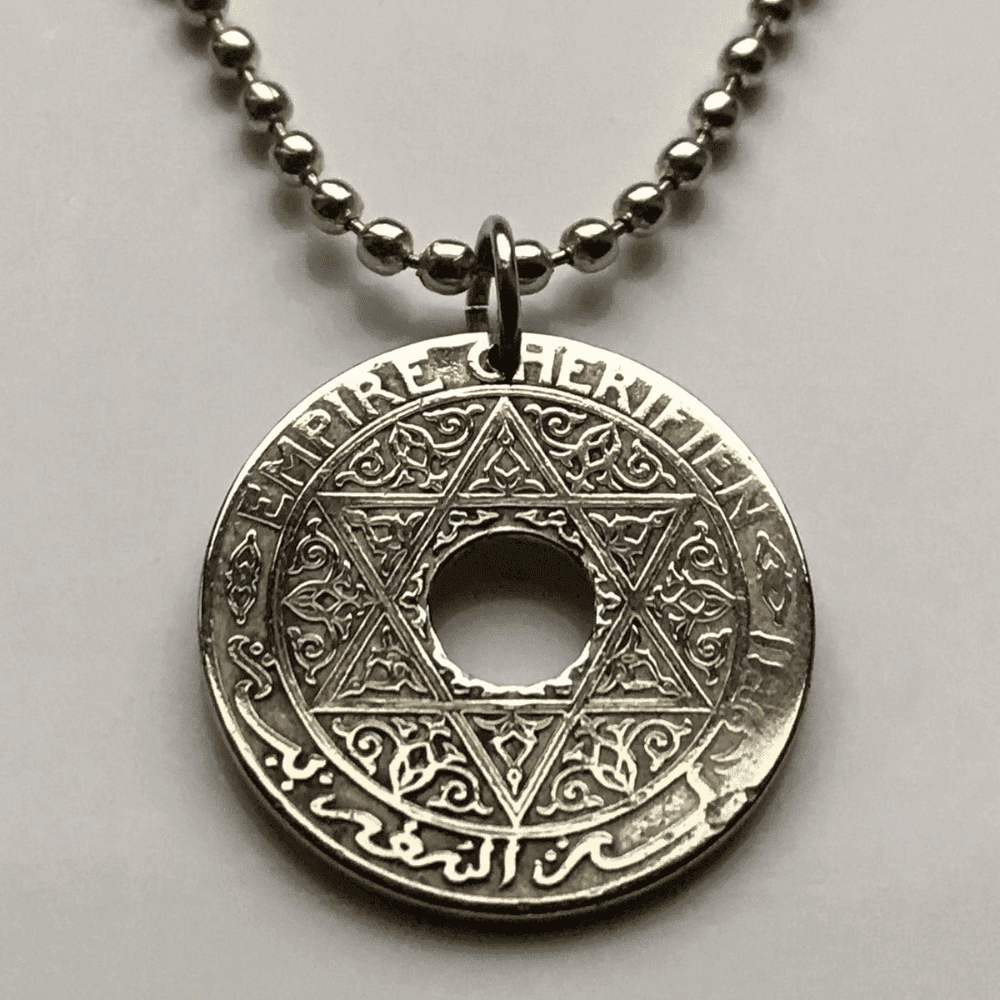 1921 Morocco Coin Pendant - Unique Historical Jewelry