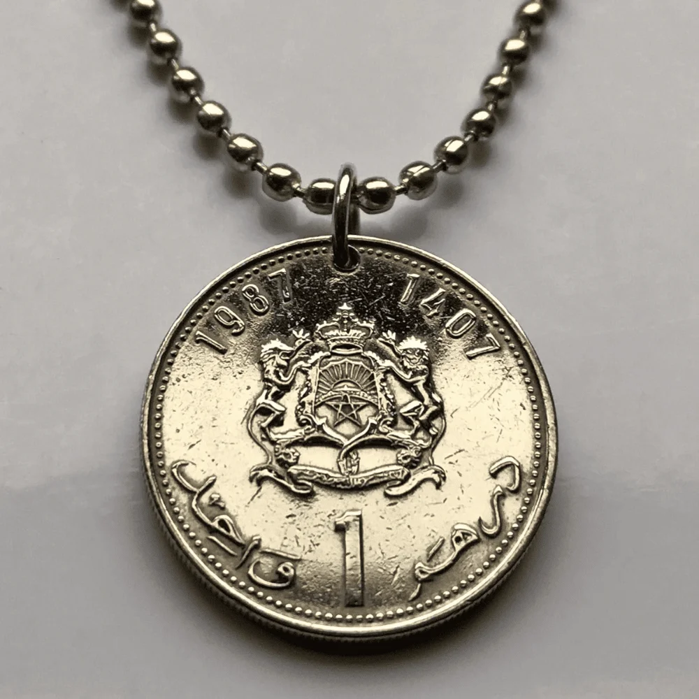 1987 Morocco Coin Pendant Jewelry with Stainless Steel Chain