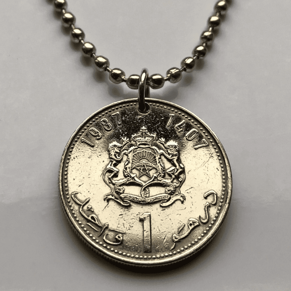 1987 Morocco Coin Pendant Jewelry with Stainless Steel Chain
