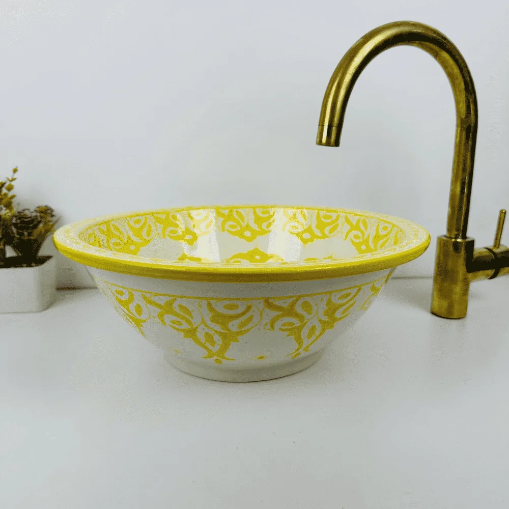 Handmade Moroccan Washbasin: Artisanal Ceramic Bathroom Sink