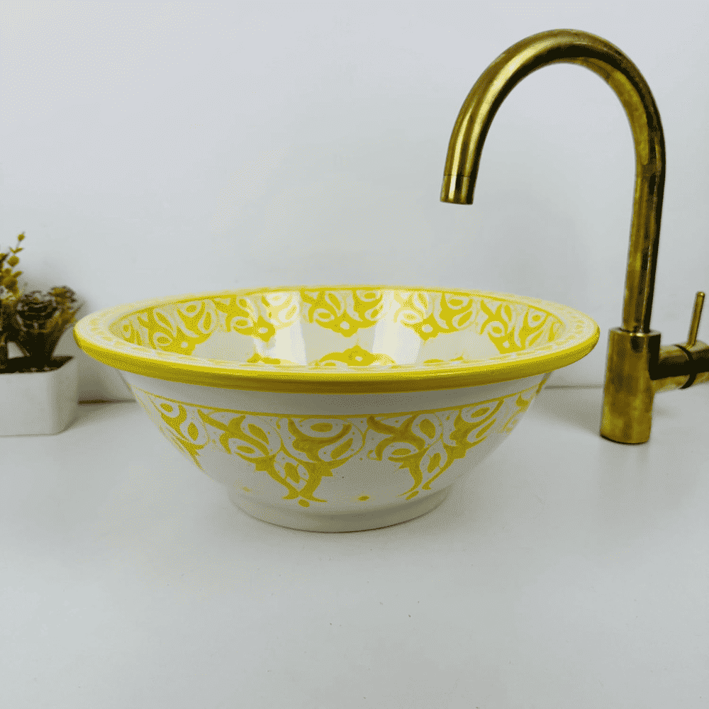 Handmade Moroccan Washbasin: Artisanal Ceramic Bathroom Sink